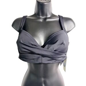 Lands' End Bikini Swim Top Womens 8 Black Twist‎ Front Adjustable Straps